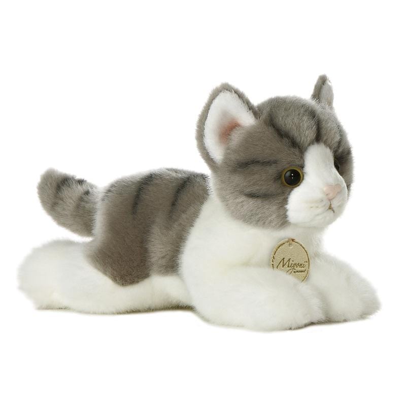 AURORA 8" MIYONI GREY TABBY CAT PLUSH KITTEN SOFT PLUSH TOY TEDDY