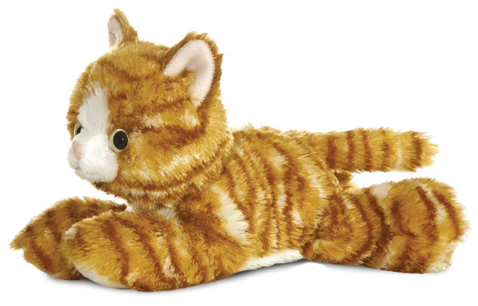 AURORA MINI FLOPSIE PLUSH GINGER TABBY CAT SOFT TOY KITTEN TEDDY