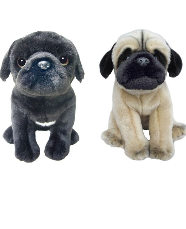 FAITHFUL FRIENDS PLUSH 12" PUG BLACK OR FAWN CUDDLY SOFT TOY DOG TEDDY