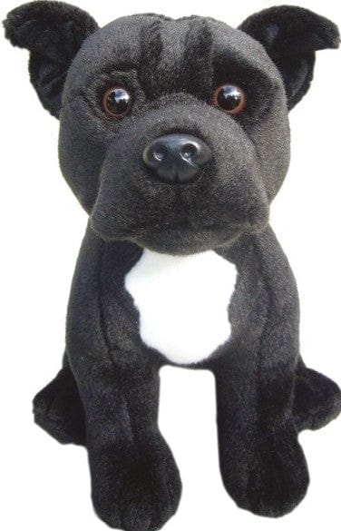 FAITHFUL FRIENDS STAFFORDSHIRE BULL TERRIER DOG BLACK SOFT PLUSH TOY