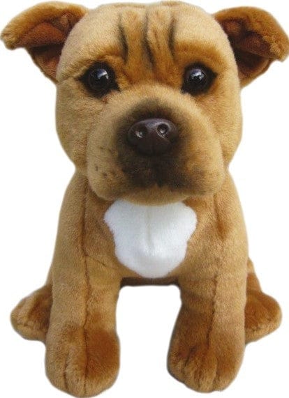 STAFFORDSHIRE BULL TERRIER RED/BROWN FAITHFUL FRIENDS 12" SOFT PLUSH TOY