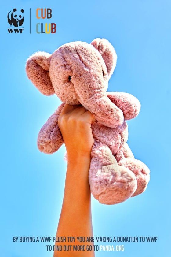 WWF CUB CLUB EBU THE ELEPHANT PINK W/CRINKLE EARS 22cms PLUSH