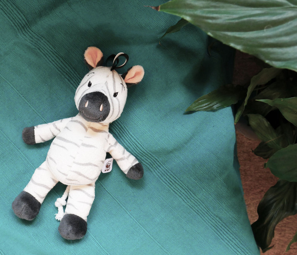 WWF CUB CLUB ZIKO THE ZEBRA WITH BELL GREY 22CM QUALITY PLUSH TOY CHARITY