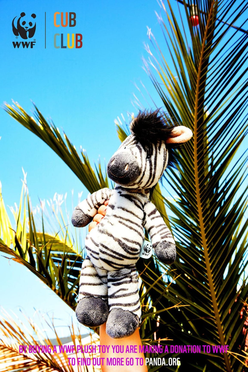 WWF CUB CLUB ZIKO THE ZEBRA WITH BELL GREY 22CM QUALITY PLUSH TOY CHARITY