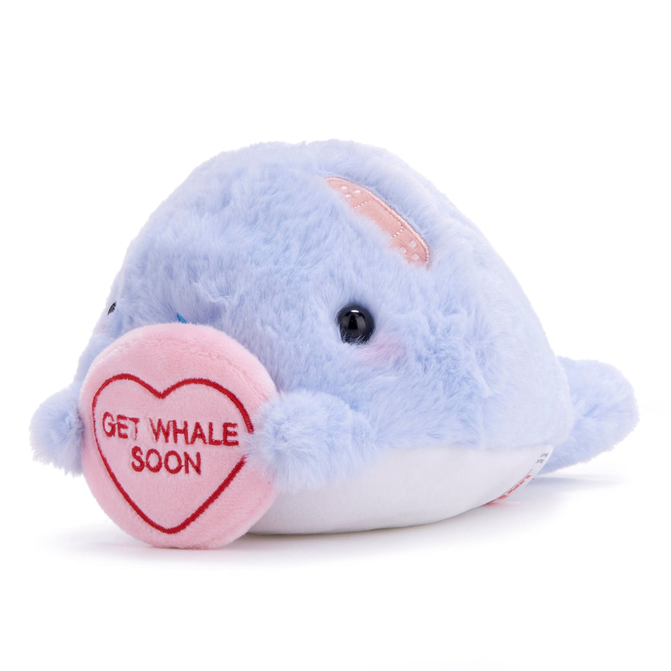 LOVE HEARTS 18CM GET WHALE SOON PLUSH SOFT CUDDLY TOY