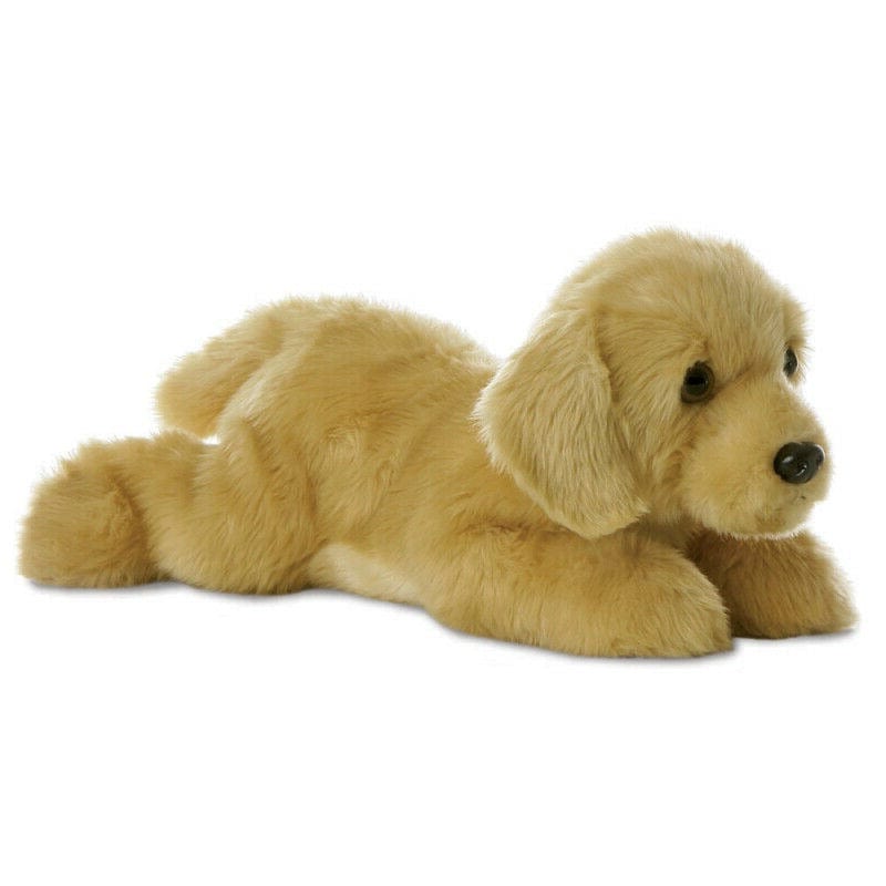 aurora 12" flopsie plush golden labrador cuddly soft toy dog