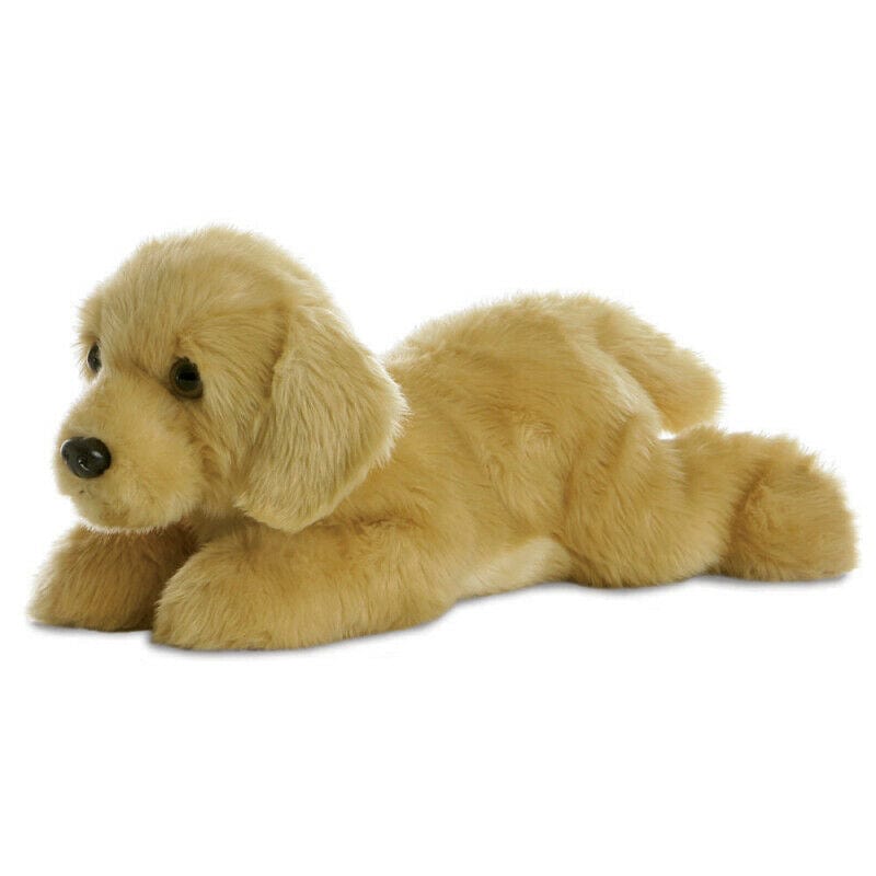 aurora 12" flopsie plush golden labrador cuddly soft toy dog