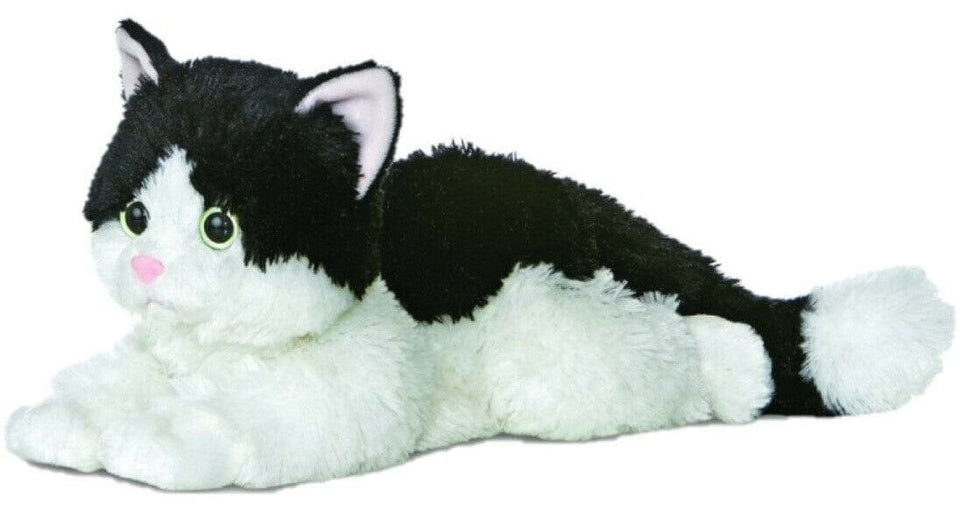 aurora 12" flopsie plush oreo black & white cat soft toy teddy